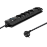 LISTWA ZASILAJĄCA ANTYPRZEPIĘCIOWA QOLTEC QUICK SWITCH 5 GNIAZD 3M CZARNA