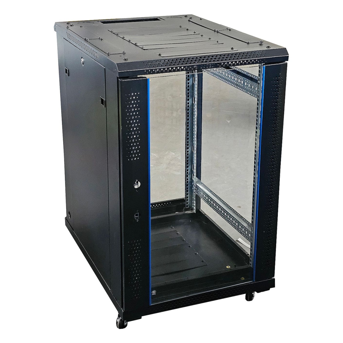 SZAFA RACK TOTEN 19' 18U 600x800CM DRZWI PRZEDNIE SZKLANE NA KÓŁKACH