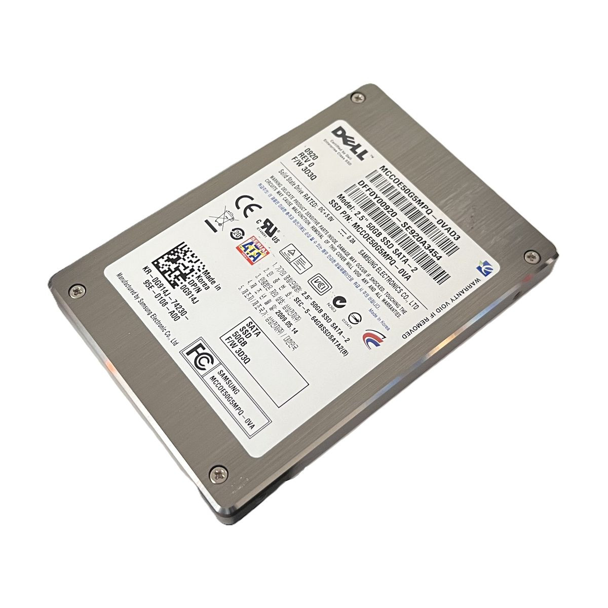 DYSK DELL SAMSUNG 50GB SSD SATA 3G 2,5 MCC0E50G5MPQ-0VAD3 0G914J