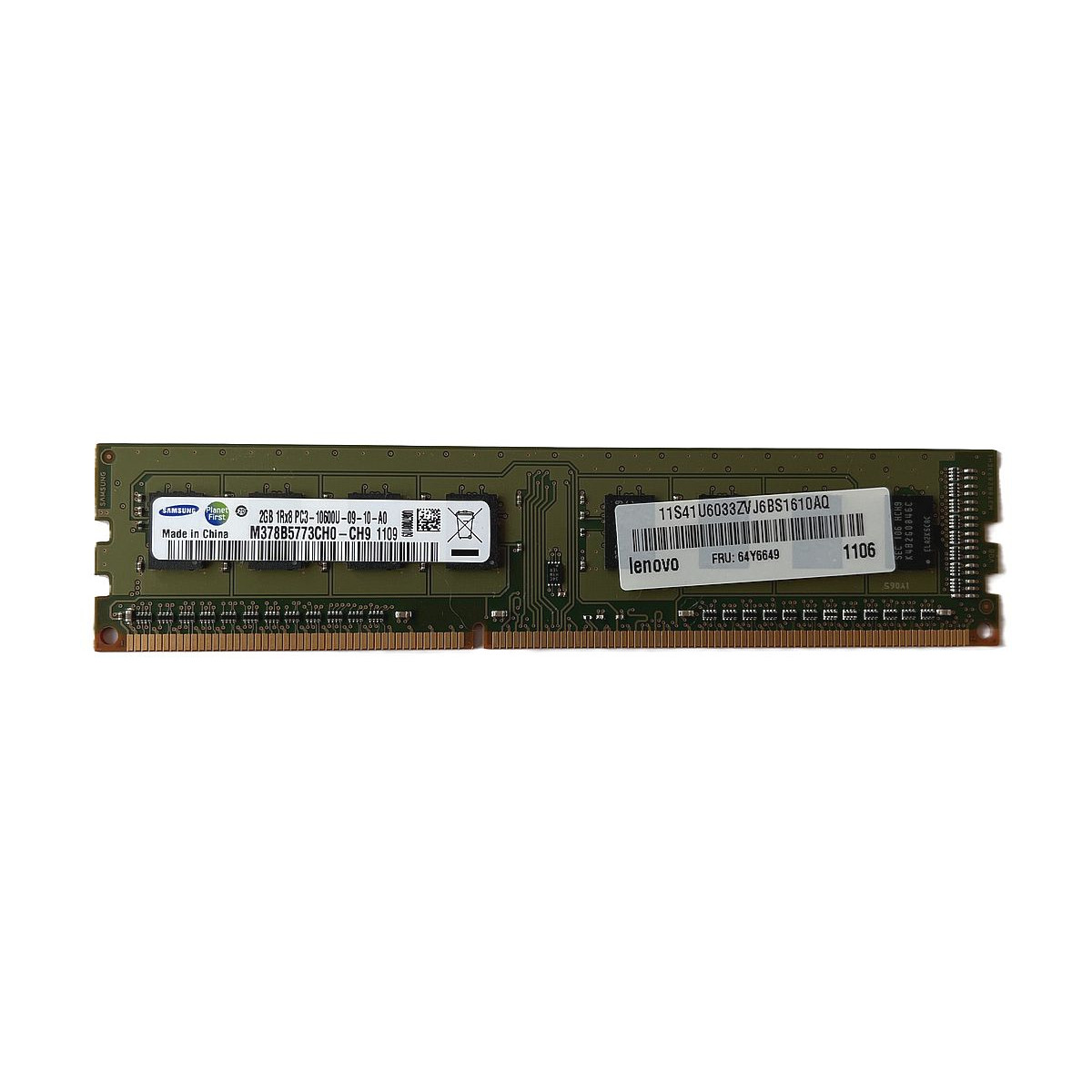 LENOVO SAMSUNG 2GB 1Rx8 PC3-10600U NON-ECC UDIMM M378B5773CH0-CH9 64Y6649