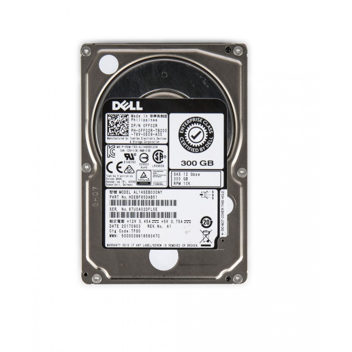 DYSK DELL TOSHIBA 300GB SAS 10K 12G 2,5 0FF02R