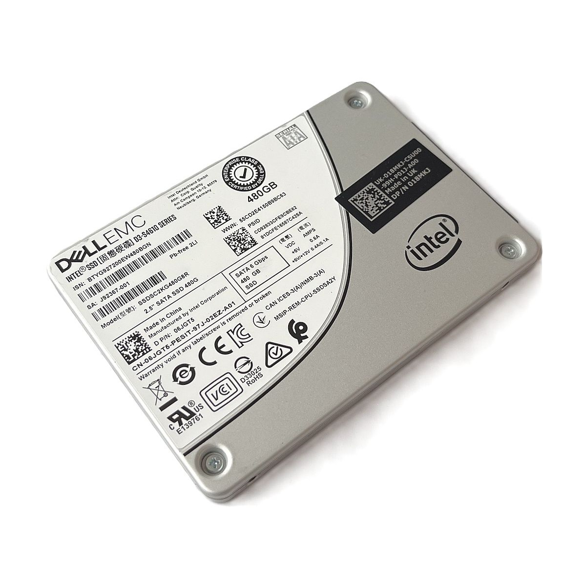 DYSK DELL EMC INTEL 480GB SSD SATA 6G 2,5 SSDSC2KG480G8R 06JGT5 018MKJ