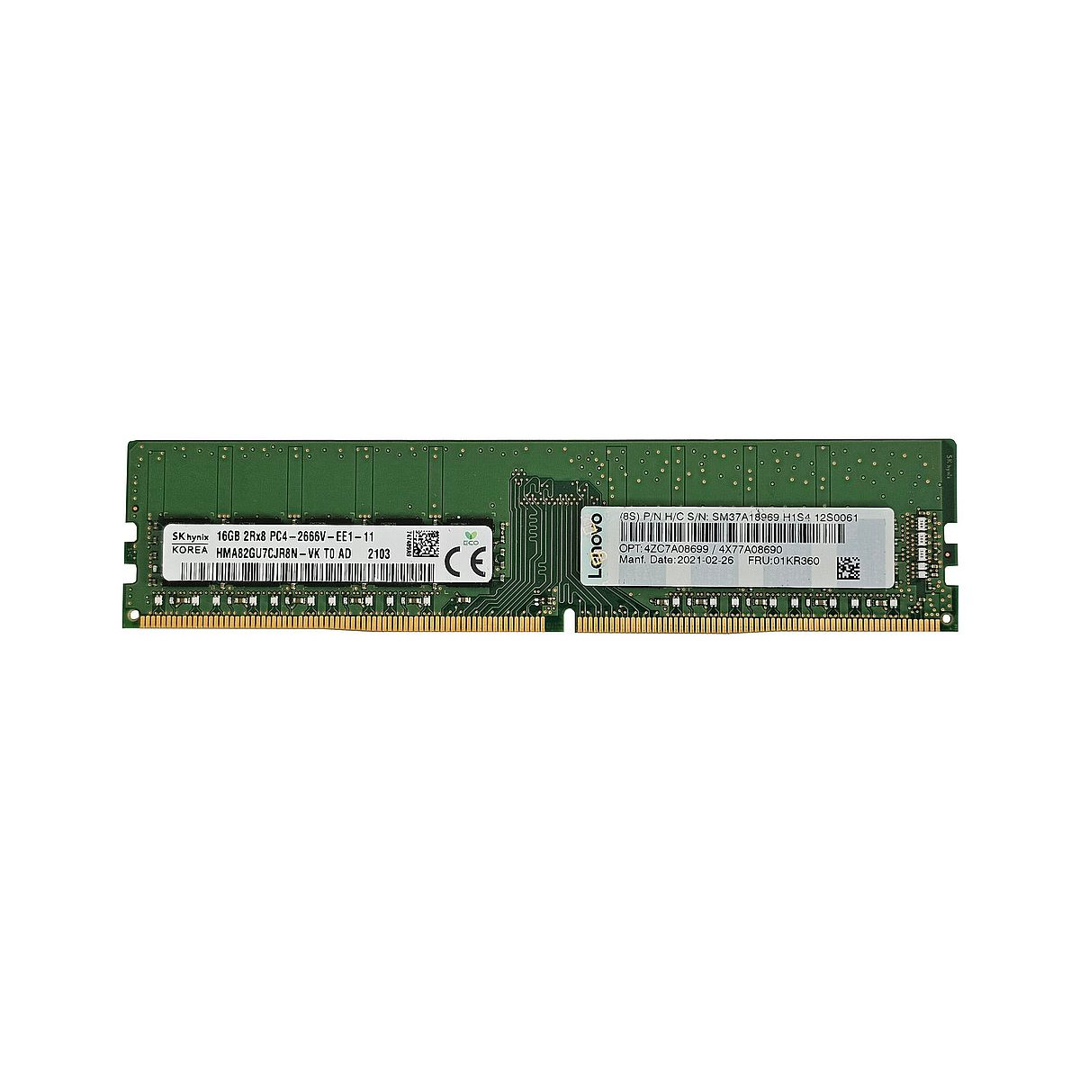 LENOVO HYNIX 16GB 2Rx8 PC4-2666V ECC UDIMM HMA82GU7CJR8N-VK 01KR360