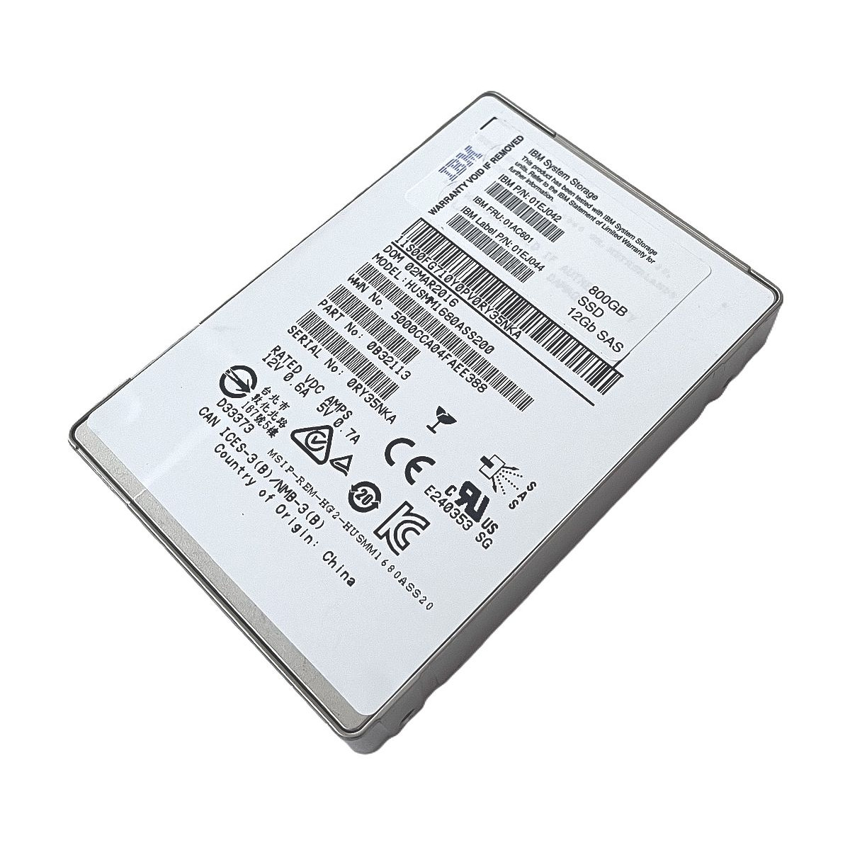 DYSK IBM HGST 800GB SSD SAS 12G 2,5 HUSMM1680ASS200 0B32113 01EJ044 01EJ042
