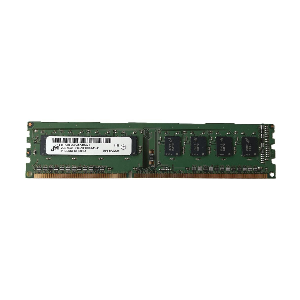 HP MICRON 2GB 1Rx8 PC3-10600U NON ECC UDIMM MT8JTF25664AZ-1G4M1 497157-D88