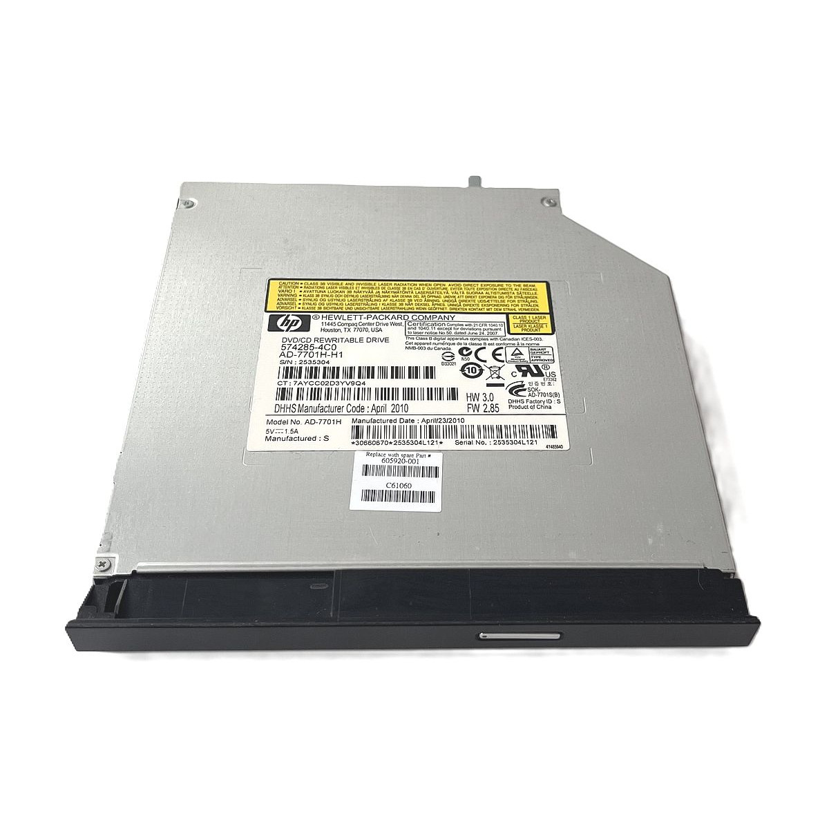 NAGRYWARKA NAPĘD DVD/CD-RW SLIM SATA HP AD-7701H 605920-001