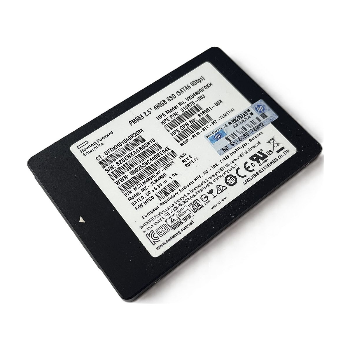 DYSK HP SAMSUNG PM863 480GB SSD SATA 6G 2,5 816876-003 816961-003