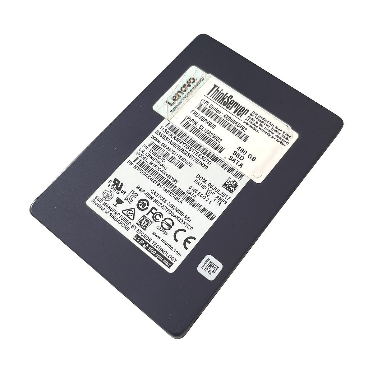 DYSK LENOVO MICRON 480GB SATA SSD 6G 2,5 MTFDDAK480TBY-1AR1ZABLA 00PH900
