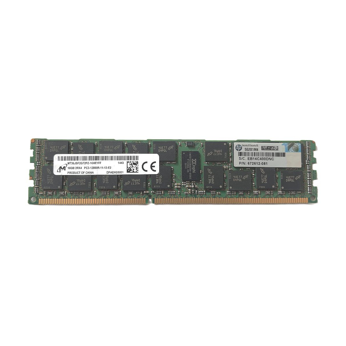 HP MICRON 16GB 2Rx4 PC3-12800R ECC REG MT36JSF2G72PZ-1G6E1FF 672612-081
