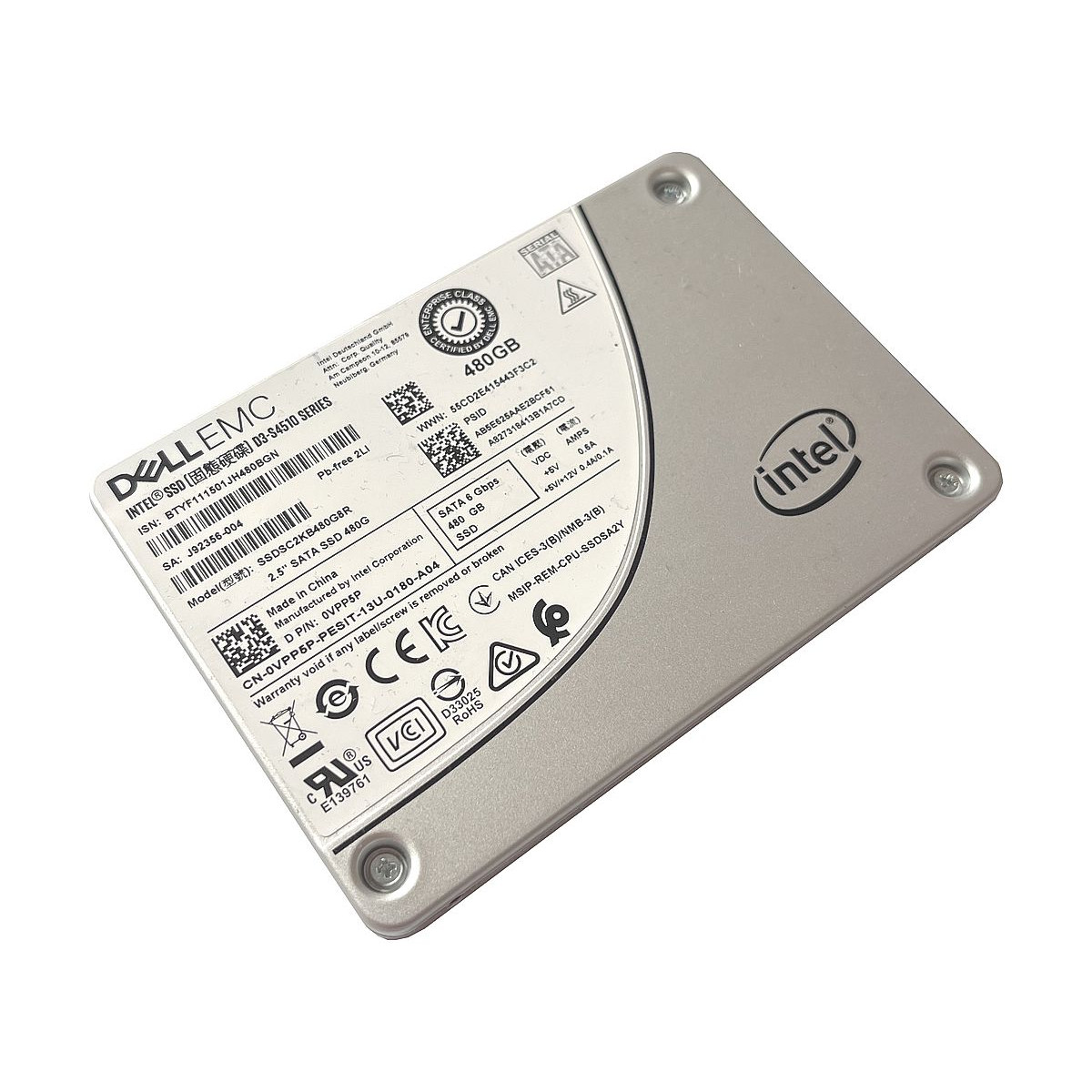 DYSK DELL EMC INTEL D3-S4510 480GB SSD SATA 6G 2,5 SSDSC2KB480G8R 0VPP5P