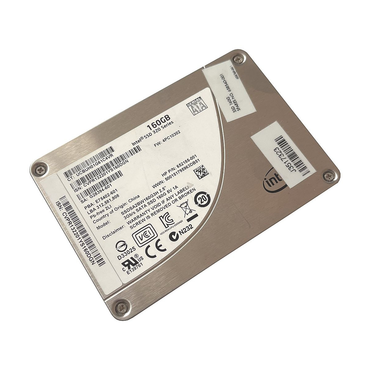 DYSK HP INTEL 160GB SSD SATA 3G 2,5 SSDSA2BW160G3H 652185-001