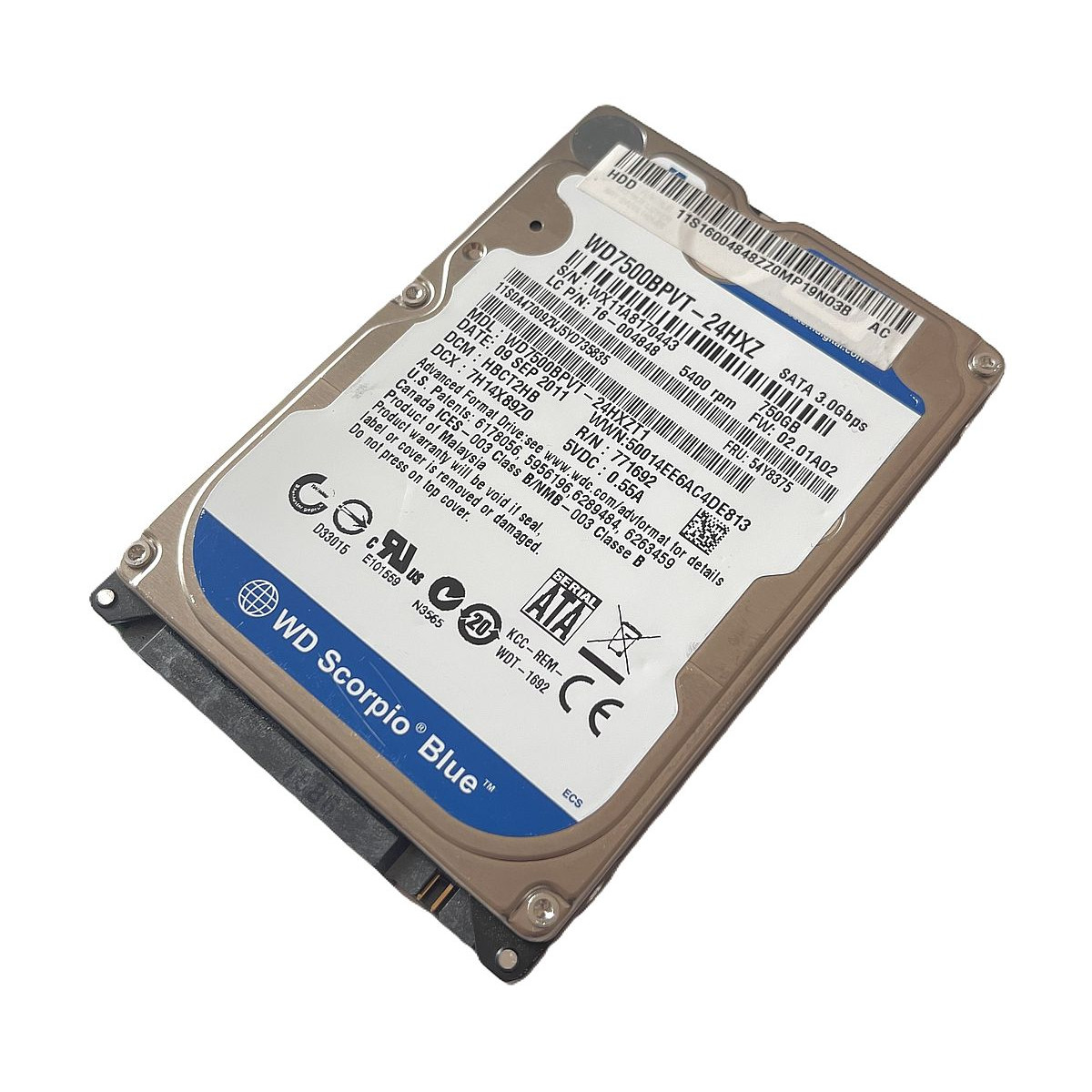 DYSK WD LENOVO 750GB SATA 3G 2,5 WD7500BPVT-24HXZ 54Y8375