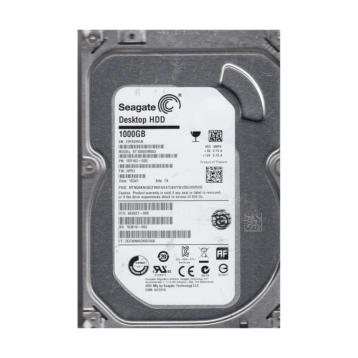 DYSK HP SEAGATE 1TB SATA 6G 7.2K 3,5 ST1000DM003 1ER162-020 763610-002