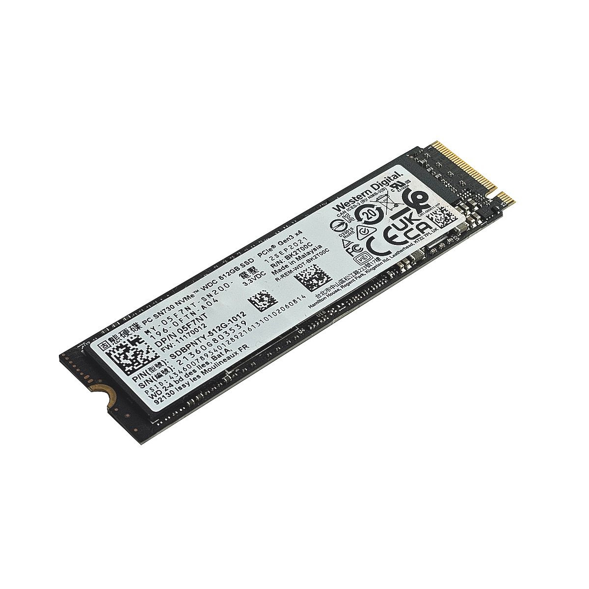 DYSK DELL WD SN730 512GB SSD M.2 NVMe PCIe TLC SDBPNTY-512G-1012 05F7NT