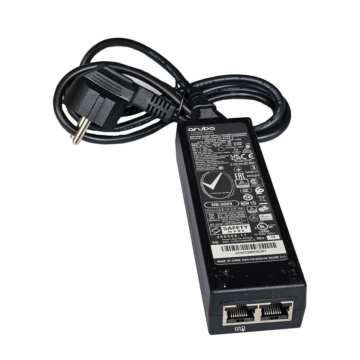 ZASILACZ POE ARUBA ADH-30CR BB 2xRJ-45 30.25W 55V 0.55A KABEL ZASILAJĄCY