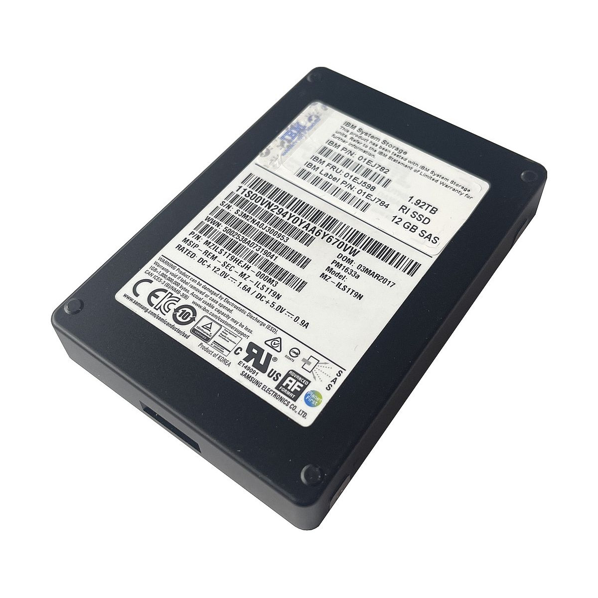 DYSK IBM SAMSUNG PM1633a 1.92TB SAS SSD 12G 2,5 MZ-ILS1T9N 01EJ598 01EJ782
