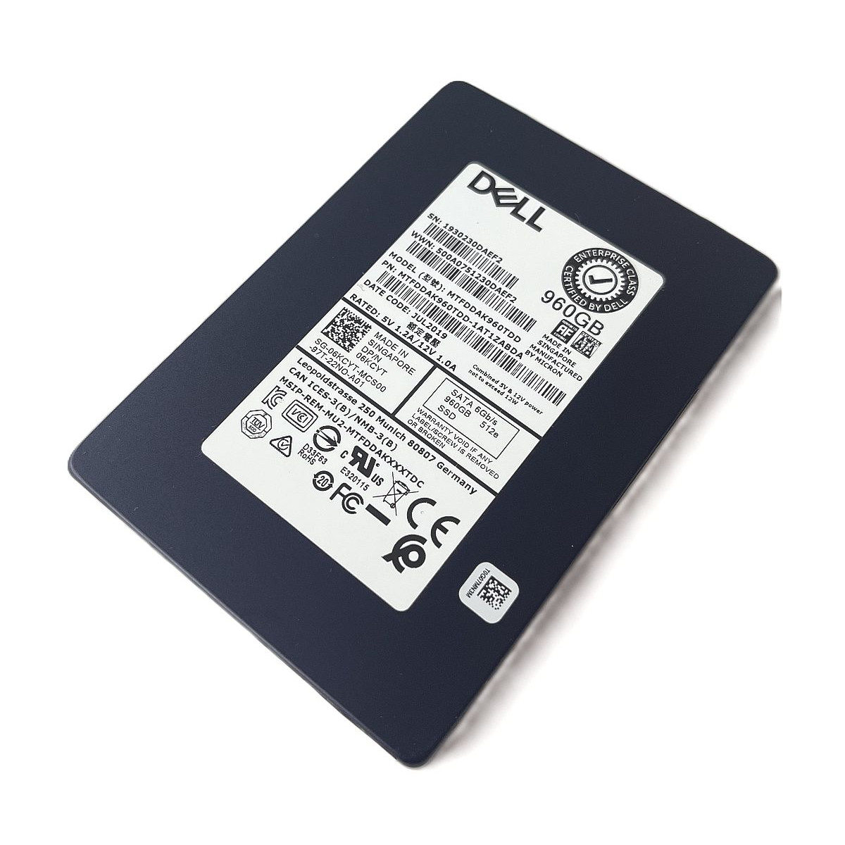 DYSK DELL MICRON 960GB SSD SATA 6G 2,5 AF 512e MTFDDAK960TDD 06KCYT