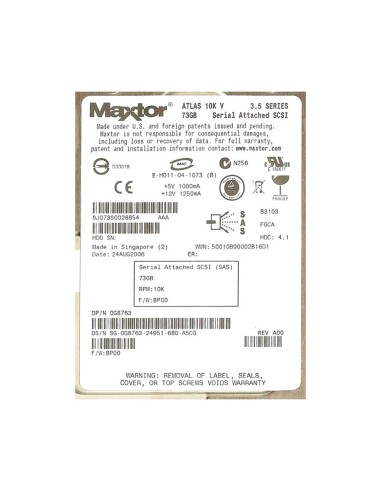 MAXTOR ATLAS 73GB SAS 3,5'' 10K 0G8763