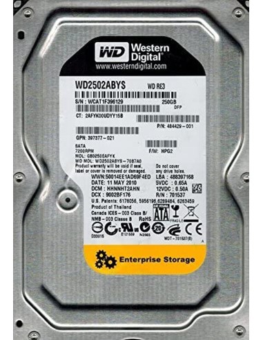 DYSK WESTERN DIGITAL 250GB 7.2K 3.5 WD2502ABYS