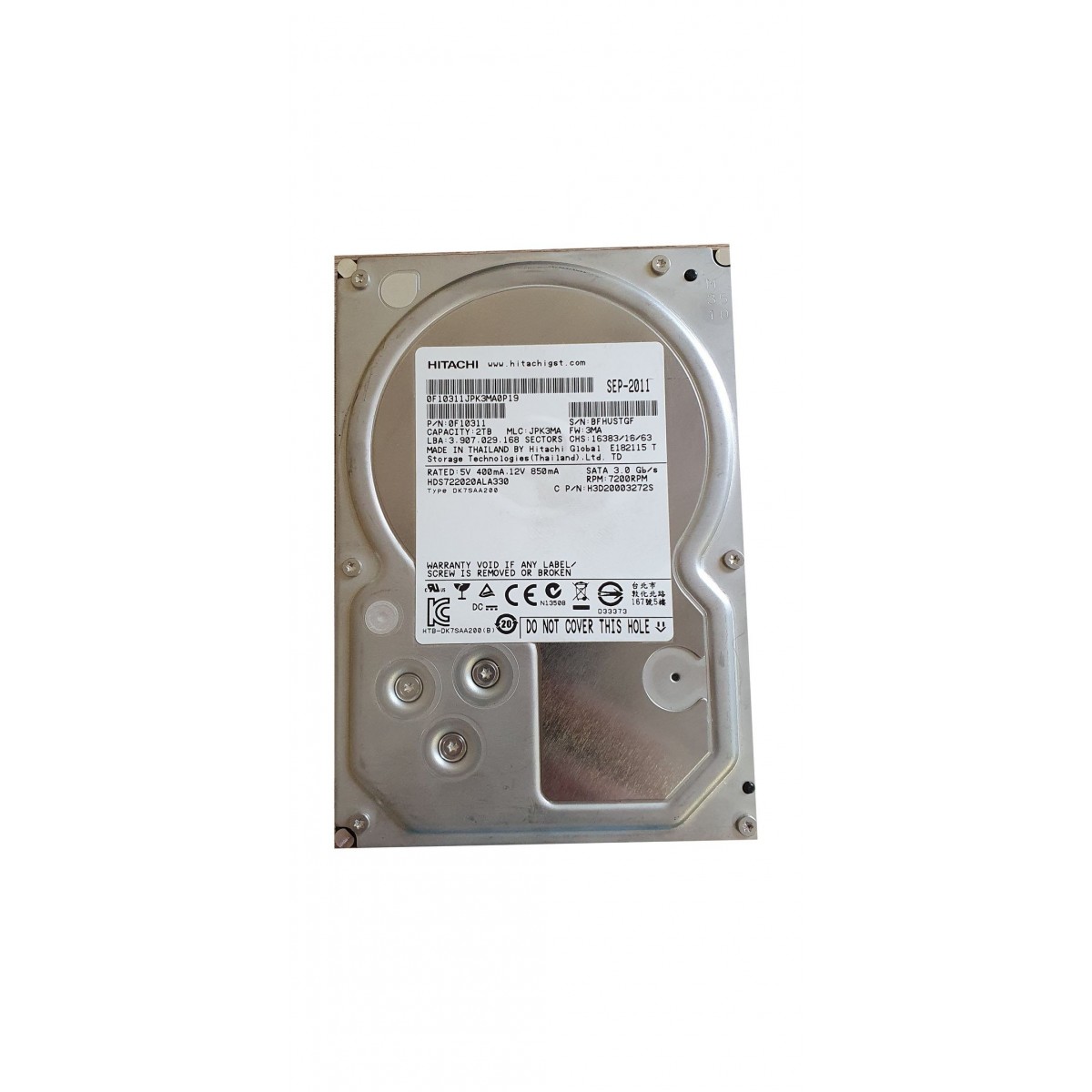 DYSK HITACHI 2TB SATA 3G 32MB CACHE 7.2K 3,5 HDS722020ALA330 0F10311