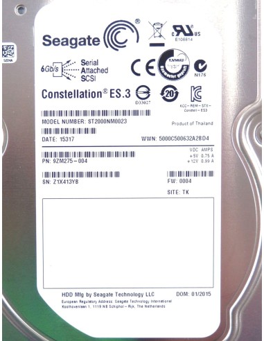SEAGATE CONSTELLATION ES.3 2TB SAS 6G 7.2K 3,5