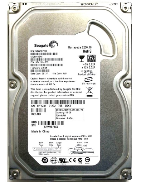 DYSK DELL 80GB SATA 7.2K 3,5 0HY281