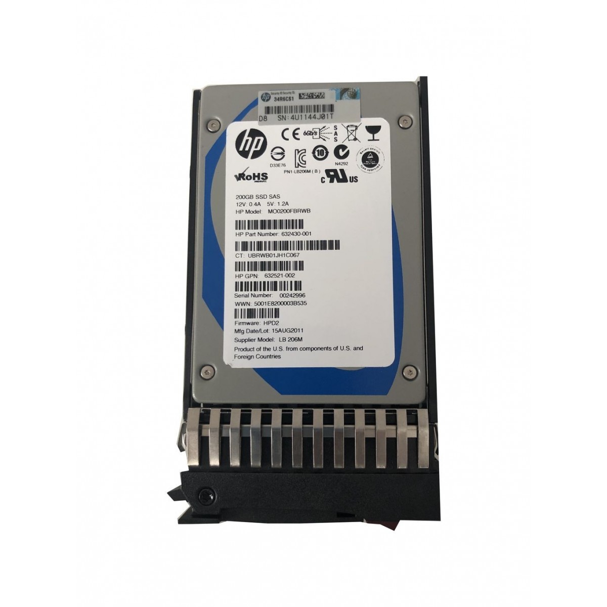 DYSK HP 200G SAS SSD 7.2K 3,5 RAMKA 632430-001