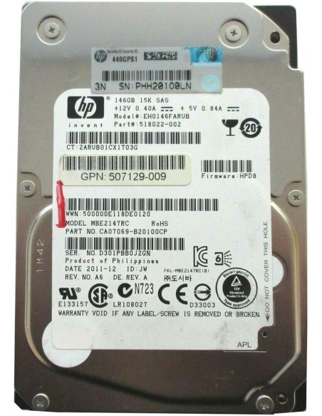 DYSK HP 146GB SAS 15K 6G 2,5 518022-002