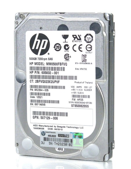 HP 500GB SAS 7.2K 6G 2,5 MM0500FBFVQ 605832-001