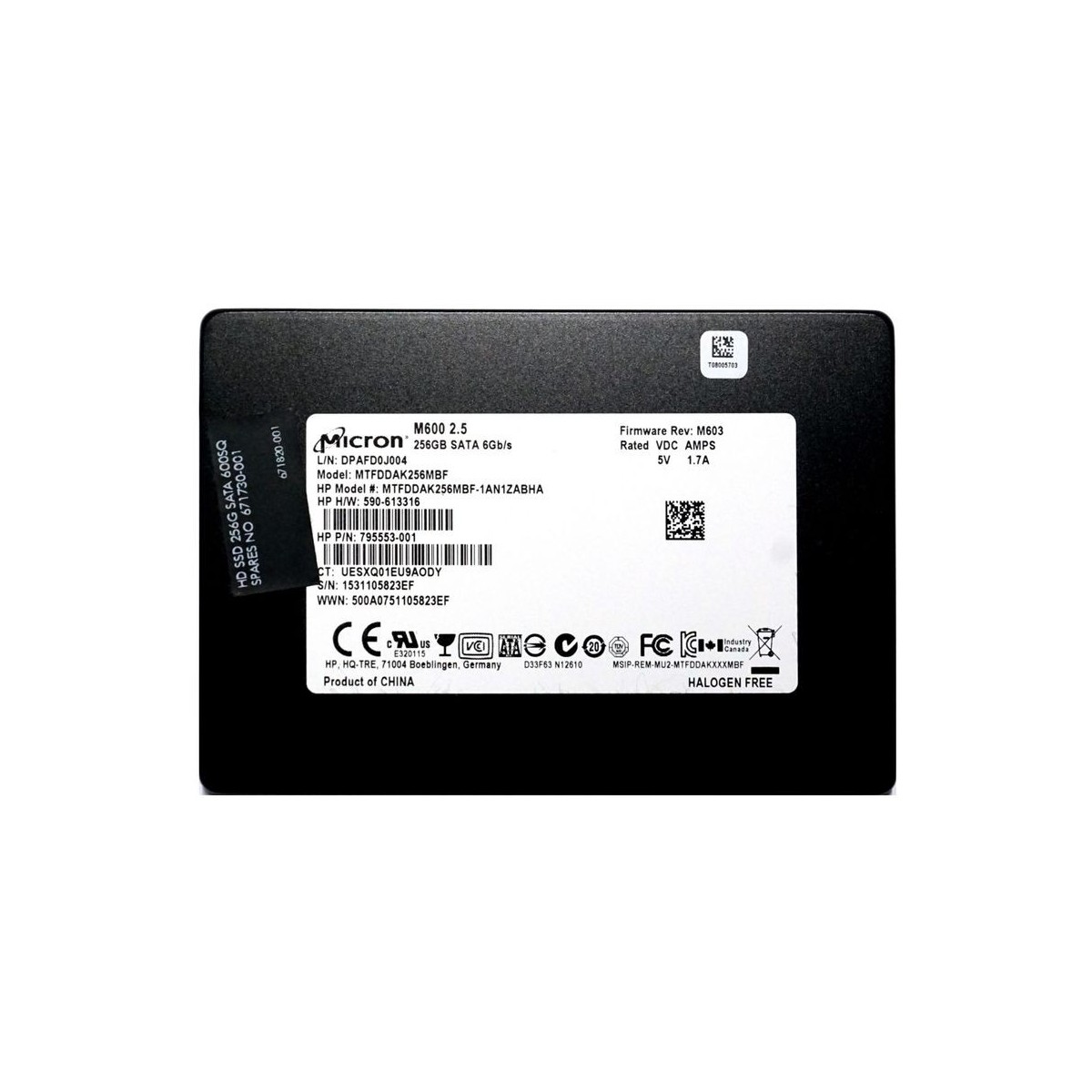 DYSK HP MICRON 256GB SATA SSD 6G 2,5 795553-001