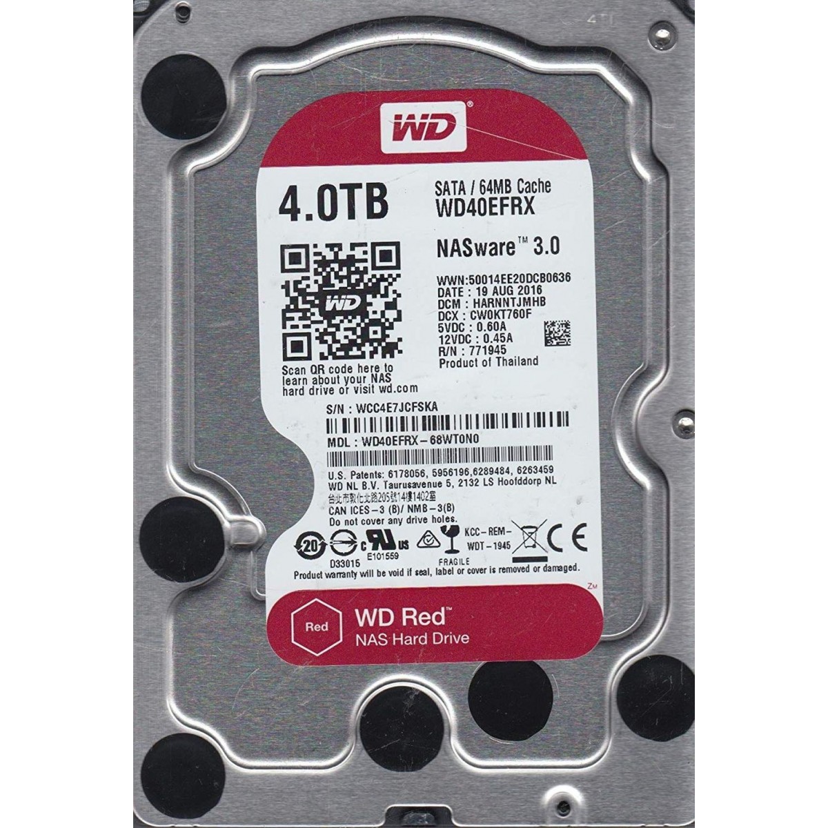 DYSK WD RED 4TB SATA III 6G 64MB CACHE 5.4K 3,5 WD40EFRX-68WT0N0