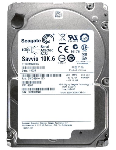 SEAGATE SAVVIO 10K.6 600GB SAS 6G 2,5 ST600MM0006