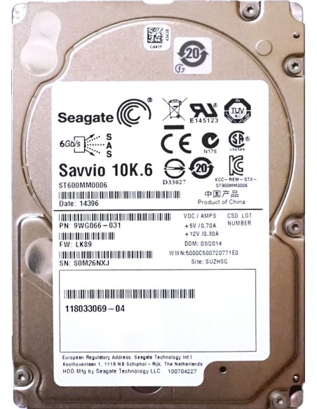 EMC SAVVIO 10K.6 600GB SAS 2,5 118033069-04