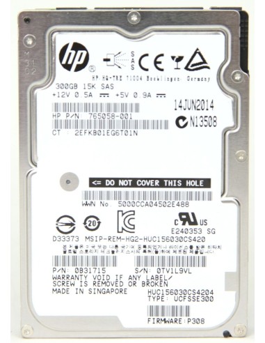 HP 3PAR 300GB SAS 15K 6G 2,5 765058-001