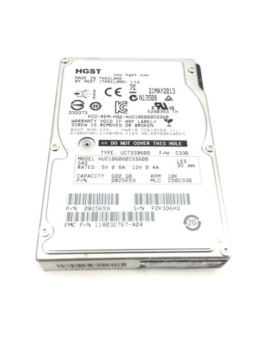 EMC HITACHI 600GB SAS 10K 6G 2.5 118032767-A04
