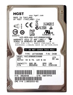 EMC HGST 600GB SAS 10K 6G 2.5 118032933-02