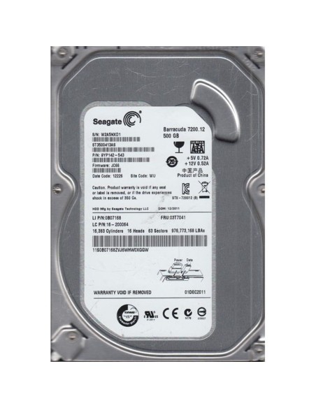SEAGATE BARRACUDA 500GB SATA 7.2K 3,5 9YP142-543