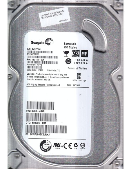 DYSK SEAGATE 250GB SATA III 7.2K 3,5 1BD141-021
