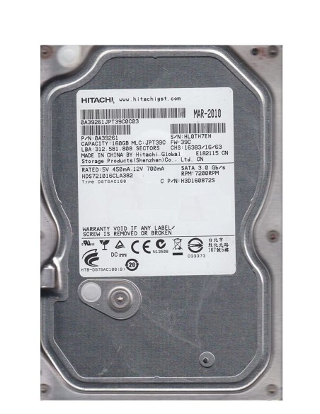 HITACHI DESKSTAR 160GB SATA 7.2K 3G 3,5 0A39261