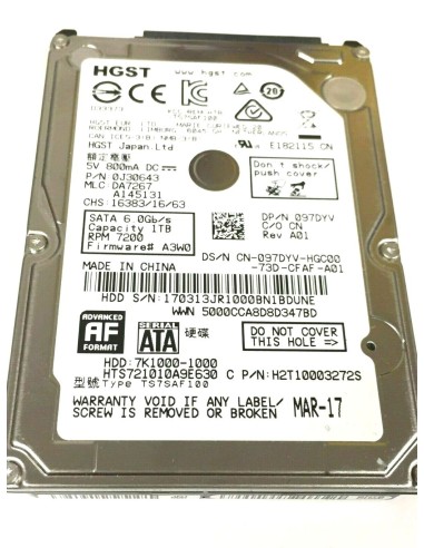 DELL HITACHI 1TB SATA 7.2K 6G 2,5 097DYV